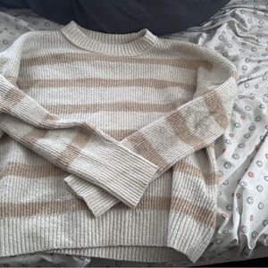 American Eagle Outfitters Cream & Beige Striped Knit Sweater